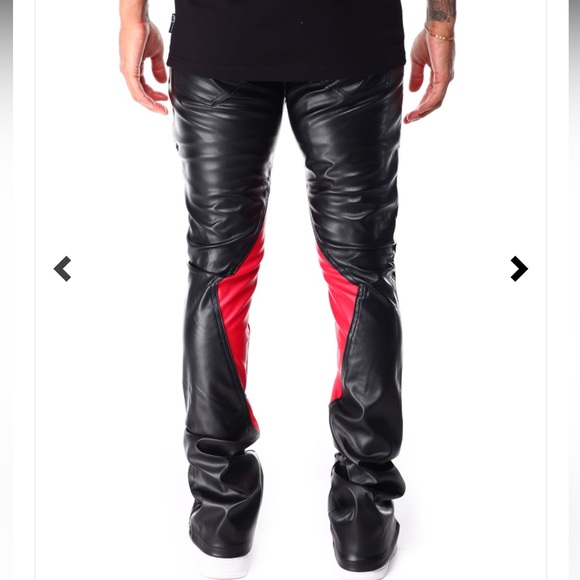 NWT!!! Mens fashion faux leather stacked color block jean; Sz 34W - Picture 6 of 7